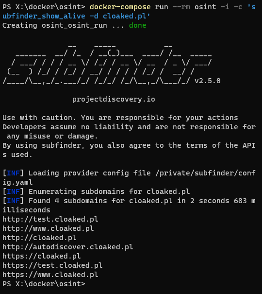 Docker-compose running single command